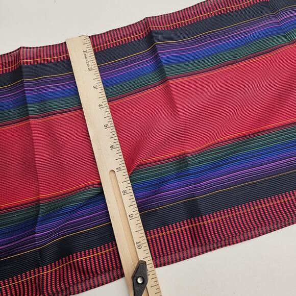 Elaine Gold Scarf Womens One Size Red Multicolor Stripe Oblong Long Wrap Silky - Picture 7 of 7